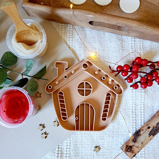 Gingerbread house fillable sensory tray